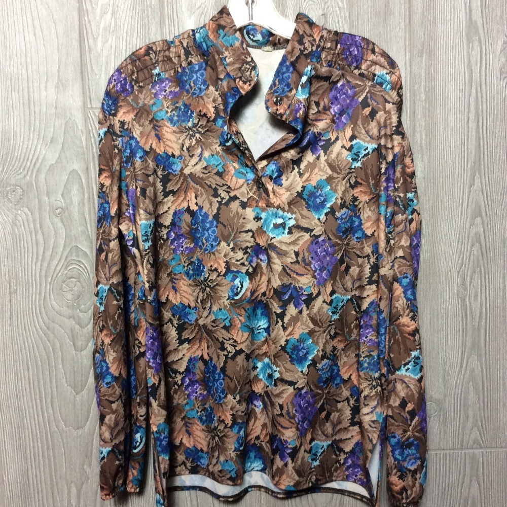Vintage Poly Print Blouse